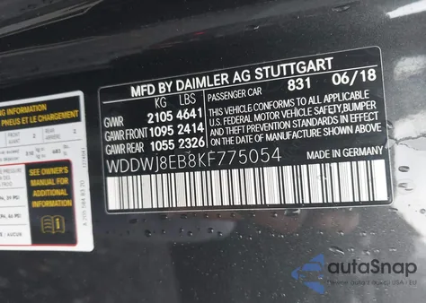 2019 Mercedes-Benz C 300 4Matic from USA, damaged, VIN WDDWJ8EB8KF775054